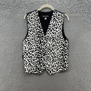 New Frontier Vest Womens Small Black White Animal Print Southwest Western USA